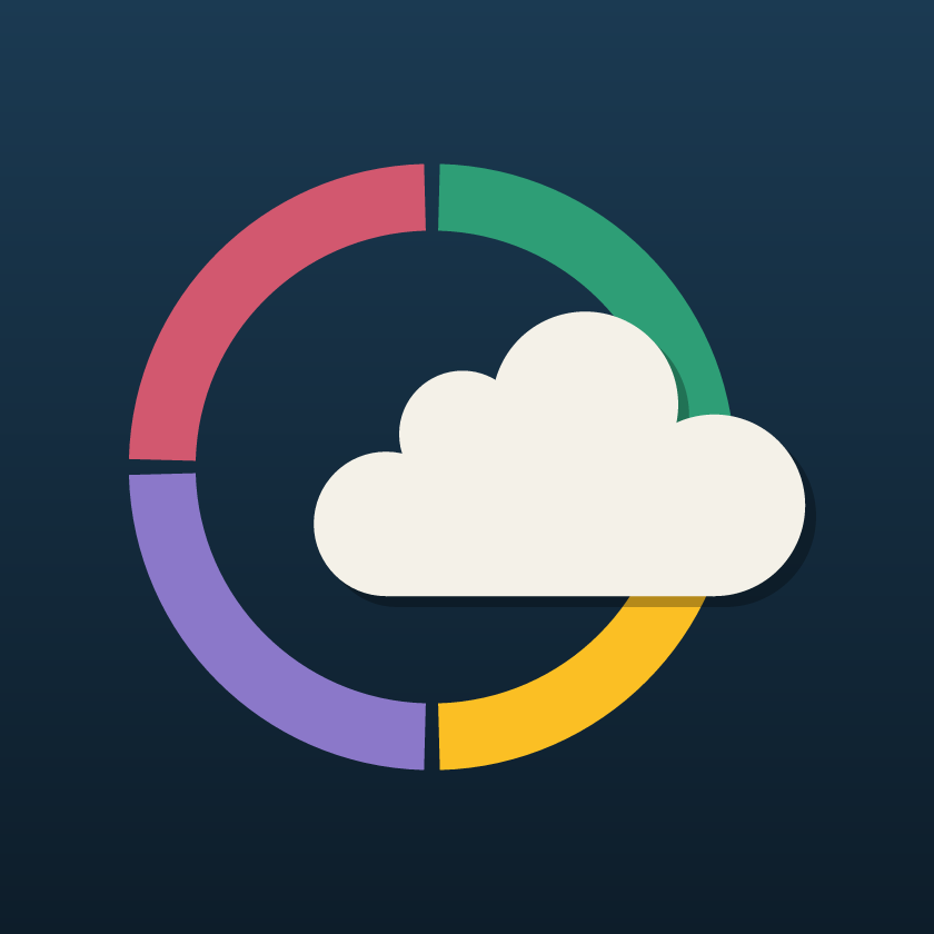 Das App-Icon von WTFisNOW: ein Ring aus vier Phasenfarben mit einer Wolke